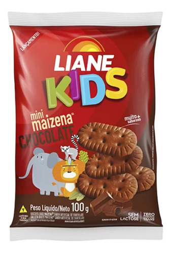 Biscoito Mini Maizena Chocolate Kids Sem Lactose 100g Liane