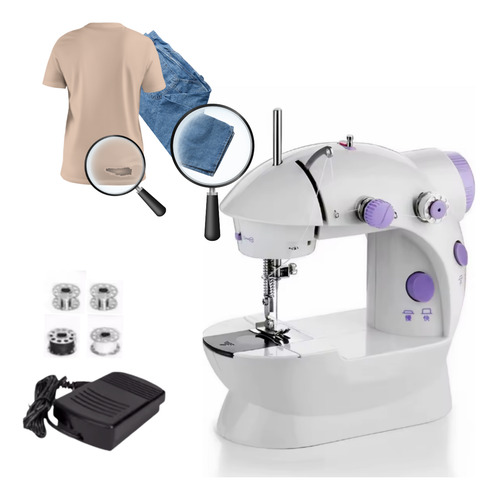 Mini Maquina De Costura Reta Portátil Bivolt Presente Mães Roxo