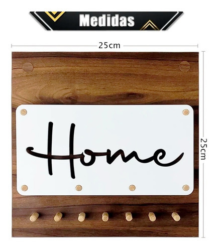 Imagen 8 de 9 de Portallaves Organizador De Pared Melamina Moderno Perchero Color Nogal