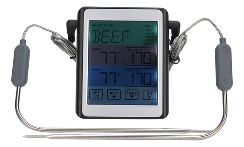 Termómetro Digital De Doble Sonda Para Temperatura De Carne.
