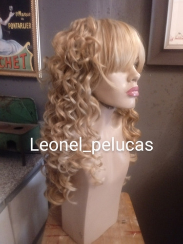 Peluca Rubia Ondulada Flequillo!!!