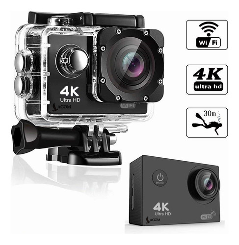 Cámara De Vídeo Deportiva Lagom H16-4r Sumergible 4k Full Hd Wifi 2.7k 30fps Control Remoto Dvr Menos Ruido Lapso Del Tiempo Grabadora Digital Con Pantalla Inteligente Y Puerto De Memoria Hdmi