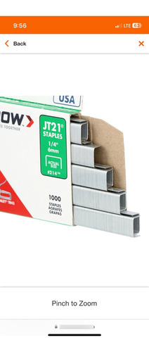 Grapas Arrow Mod. 214 Jt21 1/4 PLG (6mm) Caja 1000 Unidades