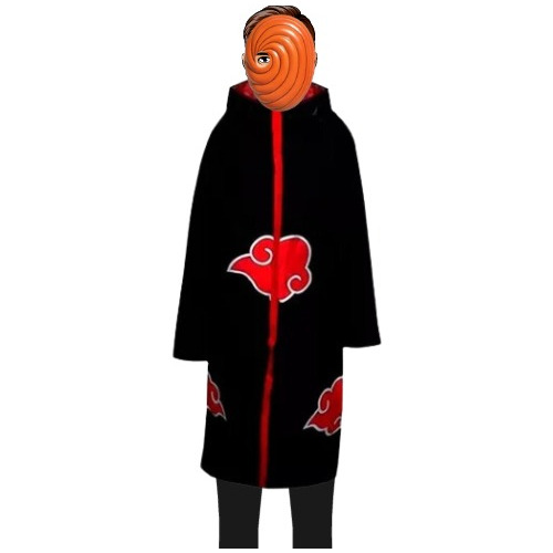 Manto Akatsuki Com Capuz Sem Mascara Cosplay Naruto Fantasia Anime Capa Itachi 