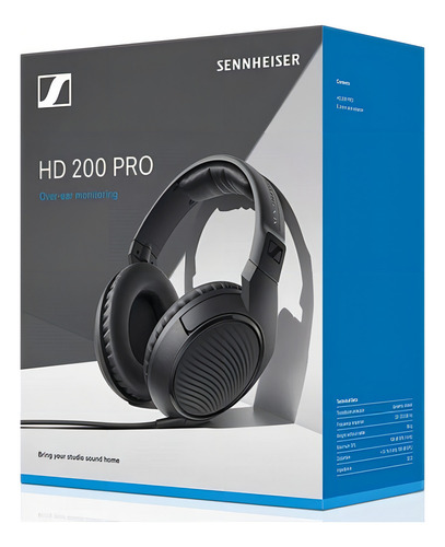 Audífono Sennheiser Hd 200 Pro Monitoreo Y Estudio Grabación Color Negro