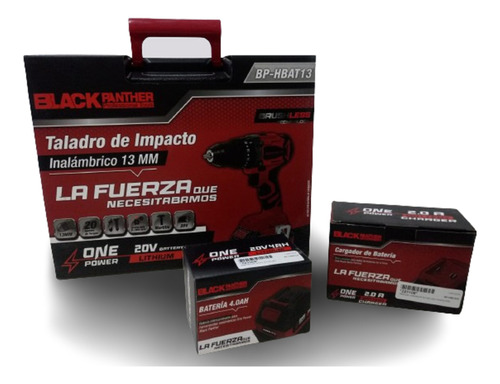  Taladro Percutor 20v 13mm + 1 Bat 4ah + Carg + Male Black.p