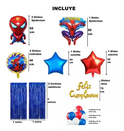 Set Decoración Globos Metálicos Feliz Cumpleaños Spiderman