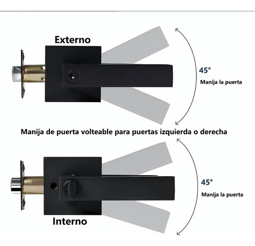 Cerradura Chapa Manija Cuadrada Para Puerta Recamara