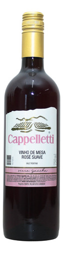Vinho De Mesa Rosé Suave Cappelletti Serra Gaúcha 750ml