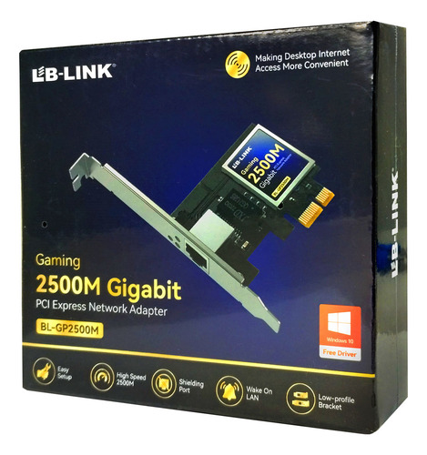Adaptador Red Wifi Pci Express LB LINK Gigabit Alta Velocidad 2500mbps Color Negro