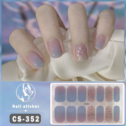 Pegatinas De Gel Para Uñas Con Purpurina De 14 Puntas