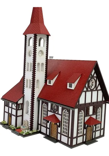 Iglesia Para Armar Maqueta 1/87 Ho Con Luz Calidad Premium Iglesia Para Armar Maqueta 1/87 Ho Con Luz Calidad Premium