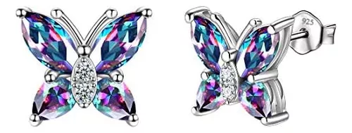 Pendientes mariposa crystal en plata