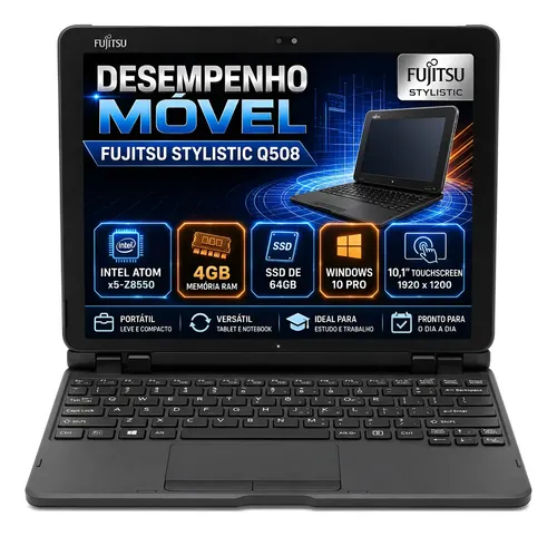 Notebook Fujitsu Q508 Intel Atom X5 4gb 64gb Tátil Fhd 10.1