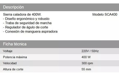Sierra Caladora Daihatsu Sca400 - 400w Like Tools