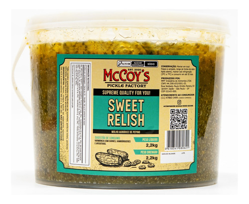 Molho Agridoce De Pepino - Sweet Relish Mccoy's 2,2kg