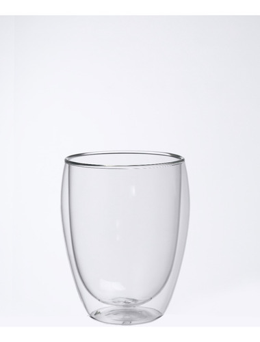 Set 2 Vasos Doble Pared Termico Multiusos Vidrio 360ml Color Transparente