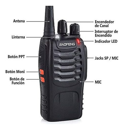 Kit 2 Radio Comunicador Walk Talk 16 Canales 5 Km Baofeng 88