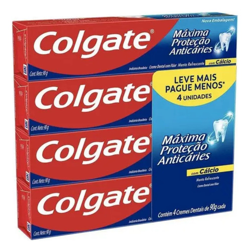Kit 4 Creme Dental Máxima Proteção Anticáries 90g - Colgate