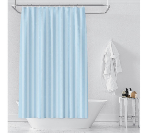 Imagen 2 de 9 de Cortina De Baño Tramada Colores Lisos Plástico Premium Diseños Surtidos Anti Hongos Poliéster Incluye Ganchos Rupless