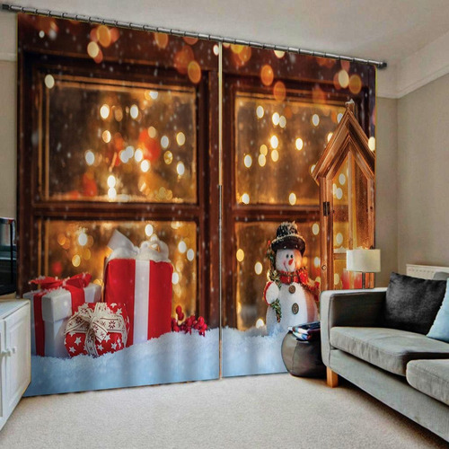 Cortinas Opacas De Impresas Digital Tema Navidad Para Sala