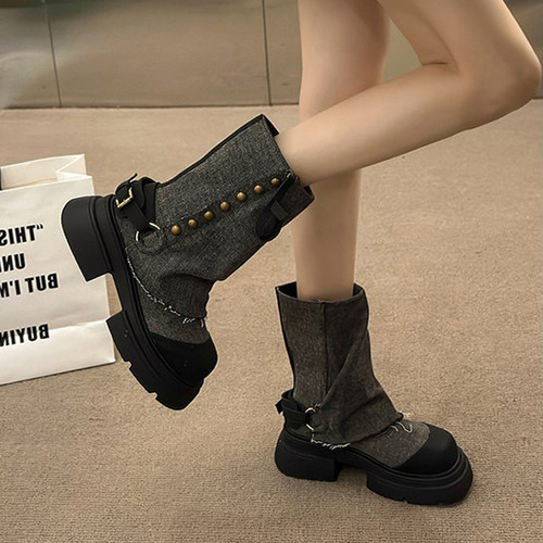 Botas Vaqueras De Alta Calidad A Media Pantorrilla For Muje