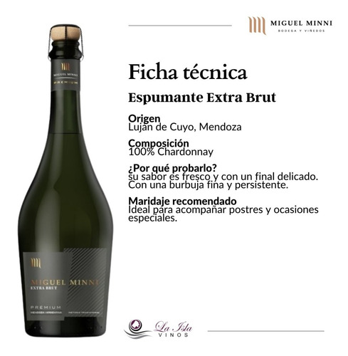 Imagen 3 de 10 de Espumante Miguel Minni Extra Brut Caja X 6 X 750ml.- Cuo