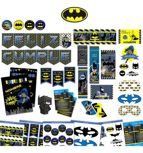 Kit Imprimible Cumpleaños + Candy Editable - Batman