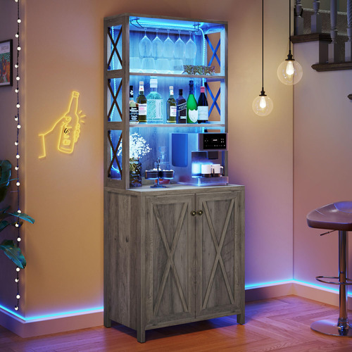 Yitahome Armarios De Bar Con Luz Led, Gabinete De Licor De .