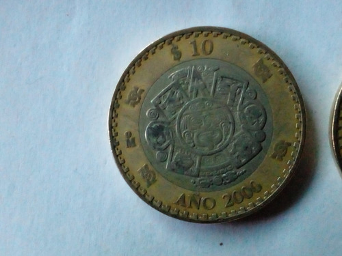 Set De 2 Monedas De Diez Pesos Año 2000 Y 2001 Y Año 2001 (Usado)