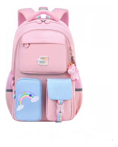 Mochila Escolar Coreana Con Estampado De Arcoíris Para Mujer