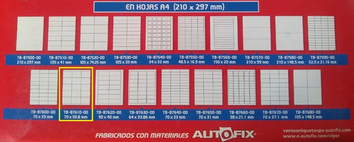 Imagen 2 de 2 de Etiqueta Autoadhesiva A4 Etidata Para Impresora - 8761 - 25h