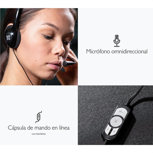 Imagen 4 de 10 de Audífonos Usb Diadema Mic Control Klip Xtreme Sekual Ksh-290