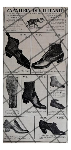 Afiche Publicitario Antiguo Zapateria Del Elefante 1912 /4