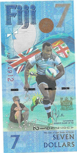 Billete De Fiji 7 Dolares Tema Rugby Año 2017 Sin Circular