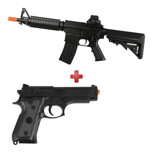 M4 Cqb Aeg Rifle Cyma Cm176 Bivolt + Pistola Spring P92 6mm