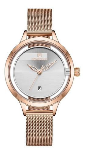Relógio De Pulso Feminino 5014 Elegante Em Aço Inoxidável Br