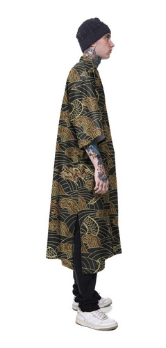 Imagem 2 de 4 de Kimono Haori Longo Dragão Japão Fuji Sakura Montanha Floral