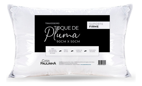 Travesseiro King 90x50 Firme Toque De Pluma Percal 180 Fios