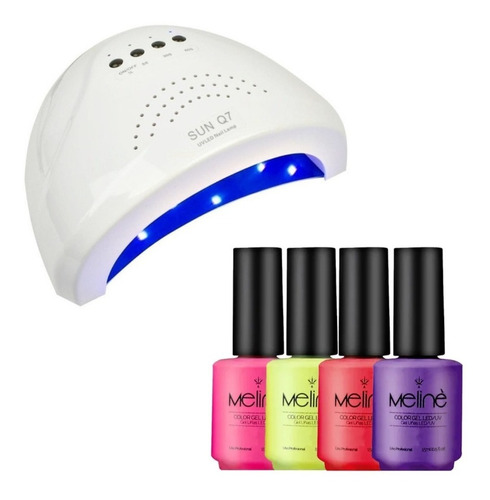 Kit 4 Esmaltes Semipermanentes Meliné + Cabina Uv / Led Uñas