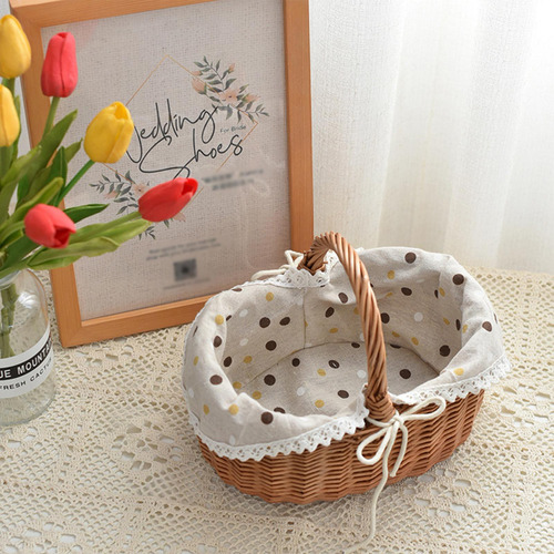 Cesta De Picnic Tejido Recipiente De Alimentos Con Mango
