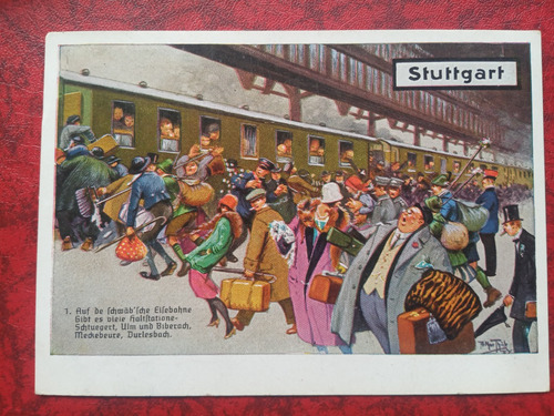 Alemania Postal Comica 1958 Estacion De Tren Stuttgart