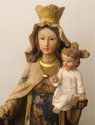 Imagem 3 de 8 de Nossa Senhora Do Carmo Resina Rústica 31cm