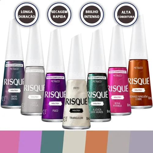 Kit Esmalte Risqué Voltei Coleção Completa 7 Cores Hipo Colorido
