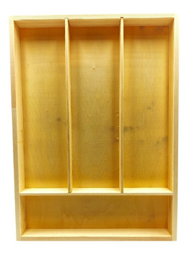 Imagen 3 de 7 de Organizador De Cubiertos 4 Divisiones De Madera