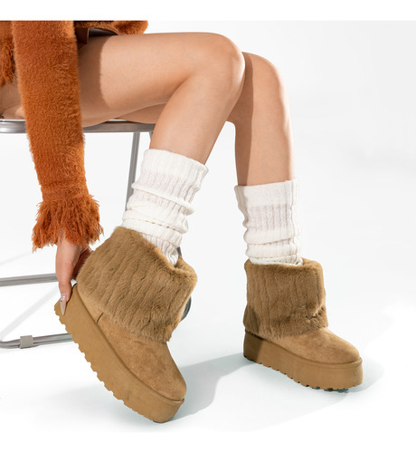 Botin Casual Mujer Vintage Moda Gamuza Con Felpa Weide Sl23