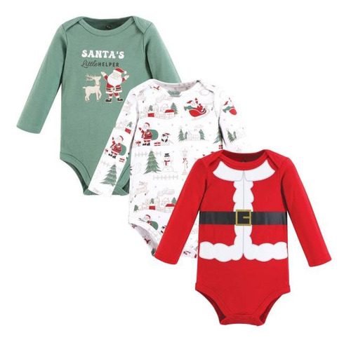 Child Set 3 Piezas Pañalero Manga Larga Mamelucos Navidad