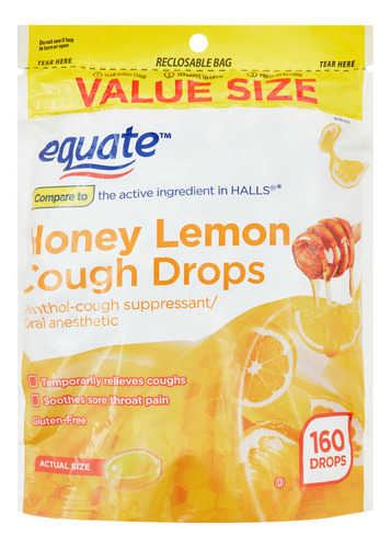 Equate Relief Honey Lemon Pastillas Miel Para La Tos 160 Pz