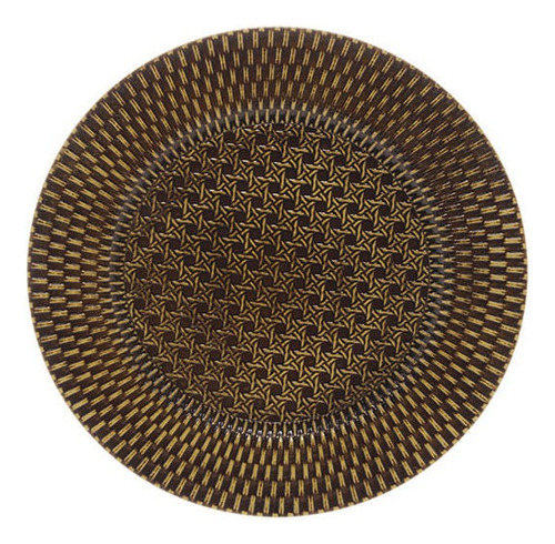 Sousplat Em Plástico Textura Royal Rattan 33cm Castanho