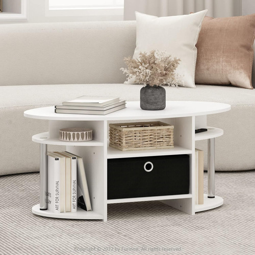 Mesa De Centro Ovalada Con Repositorio, Diseño Simple Jaya